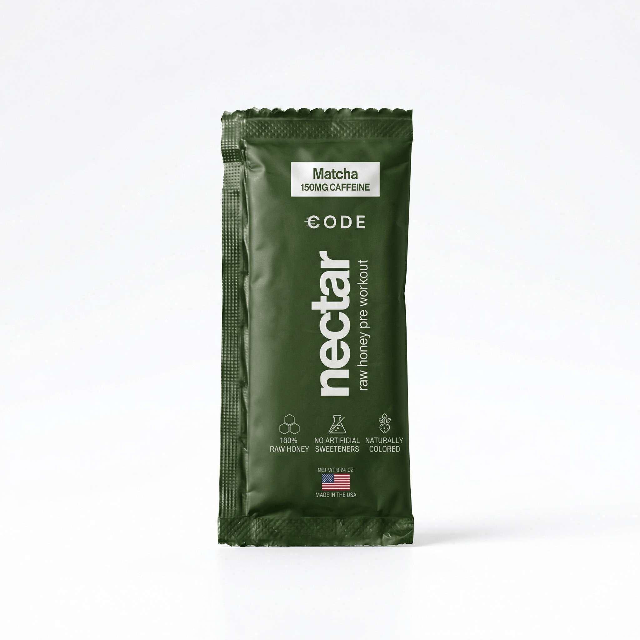 Energy Honey - Matcha sachet featuring matcha energy honey with caffeine for enhanced focus and clean fuel.